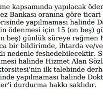 Doktorsitesi.com Sözleşmedeki %85 Ceza Şartı
