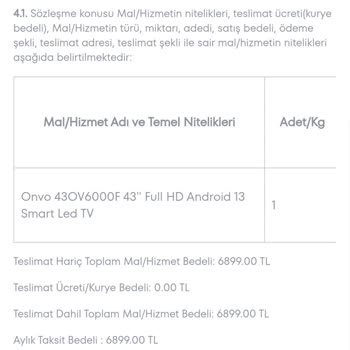 A101 Den Aldığım Onvo Marka TV