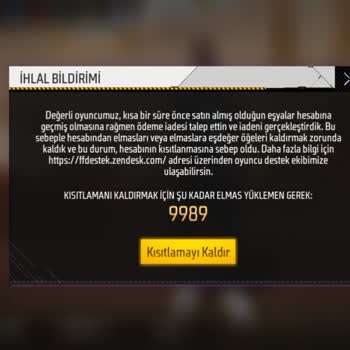 Garena Free Fire Kısıtlamanın Kaldırılmasını İstiyorum