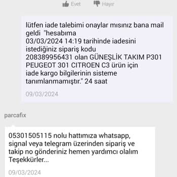 N11 Den Parcafix Mağazasından Aldığım Ürün Eksik Diye İade Talebim