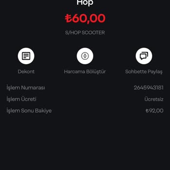 Hop Scooter Hop Hesabımdan 60 TL Çekti