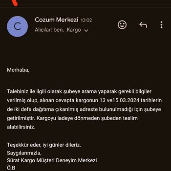 Sürat Kargo Beykent Acente Kargo Getirmemesi