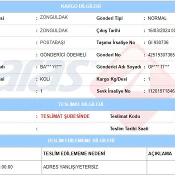Aras Kargo Adresi Bulamayıp Yanlış Mesajı Çekiyor! Siparişim Nerede?