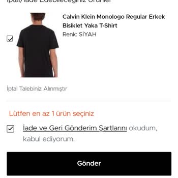 Brandy's Sitesinde Ürün İptalini Yapamıyorum