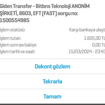 BitBnsTR (bitbnsstr.com) Para Yatırdım, İşlem Yapılmadı!