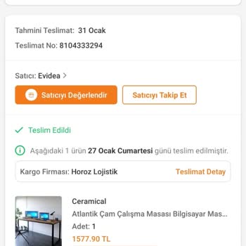 Evidea Trendyol Dan Alınan Masa Sipariş Ebatından Küçük Çıktı