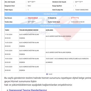 Aras Kargo Yanlış Bilgi Veriyor