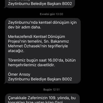 Zeytinburnu Belediyesi'nden Mesaj Almak İstemiyorum