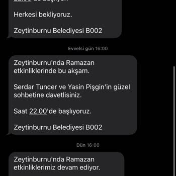 Zeytinburnu Belediyesi'nden Mesaj Almak İstemiyorum
