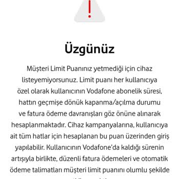 Vodafone Müşteri Limit Puanım Nerede