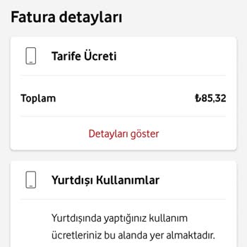 Vodafone Yurt Dışı Kullanım Şikayeti