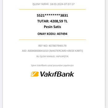 VakıfBank Bilgim Dışında Kart Harcaması