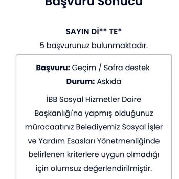 İBB Sofra Desteği Red