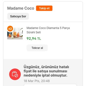 Hepsiburada'dan Yaptığım Alışveriş Fiyat Hatası Diye İptal Edildi.