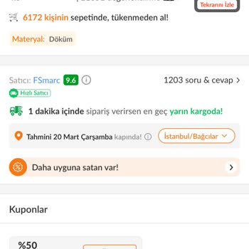 Trendyol Kuponlu Ürün Sorunu