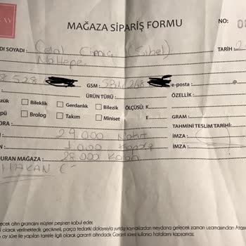 Atasay Kuyumculuk Kapora Verip Ayırttığım Ürüne Fark İstediler
