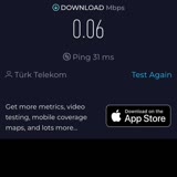 Türk Telekom Mobil Veri'de, İzmit'in Ortasında 0.06 Hız.