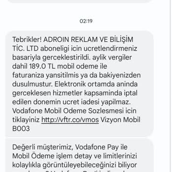 Vodafone Haksız Fatura Ücretlendirmesi Ve İptal İadesiz Hizmet