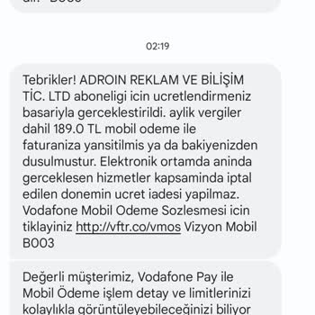 Vodafone Haksız Fatura Ücretlendirmesi Ve İptal İadesiz Hizmet