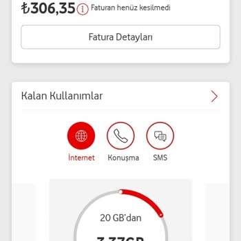 Vodafone Yanımda Kalan Kullanımın Bilgileri Hatası Fatura Miktarı