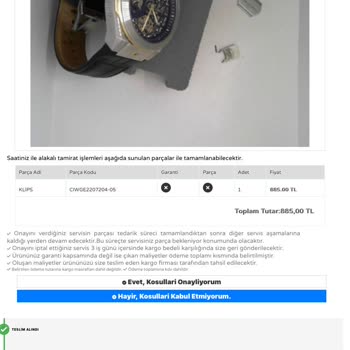 Saat & Saat Garantisi Devam Eden Saatin Tamiri İçin Para İstiyor!