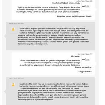 Saat & Saat Garantisi Devam Eden Saatin Tamiri İçin Para İstiyor!