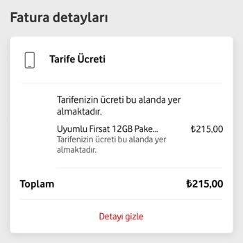 Vodafone Tarife Ücreti İle Fatura Tutarı Arasındaki Fark (Müşteri Yanıltmacası)