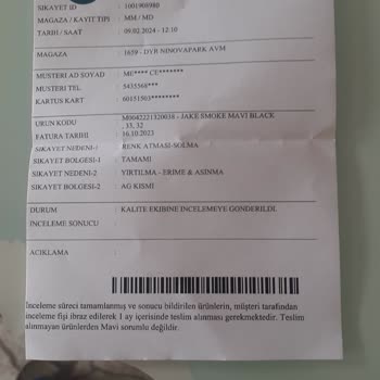 Mavi Üründe Renk Solması