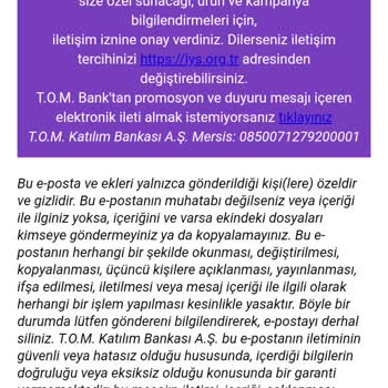 Tom Bank Bilgim Olmadan İletişim İzni Verdiğim Maili Aldım