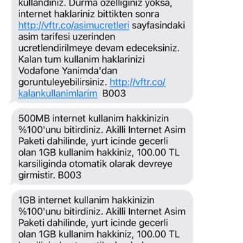 Vodafone Aşım Ücreti İtiraz