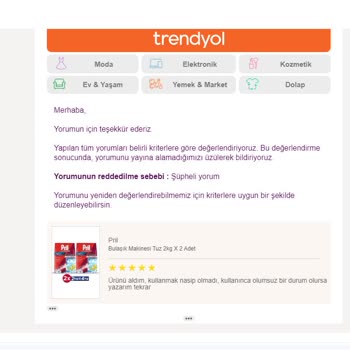 Trendyol'un Her Yorumumu Engellemesi
