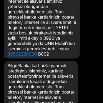 QNB Finansbank 2 Gündür Aynı Mesaj Alınması