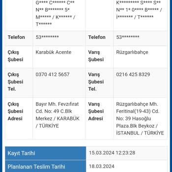 Sürat Kargo Rüzgarlıbahçe Şubesi Şikayet