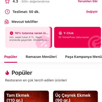 Yemeksepeti Y-Club Kuponları Kullanamama