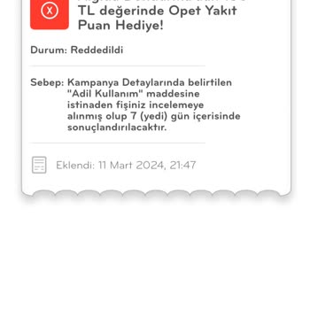 Çek Kazan Uygulamasının Kampanyayı Yerine Getirmemesi