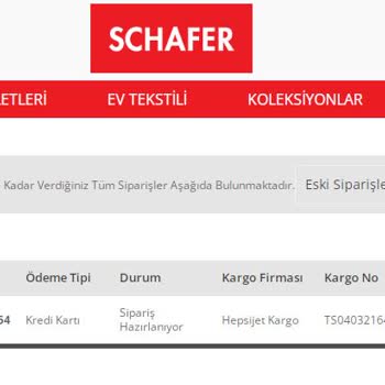 Schafer Satın Alınan Ürünü Kargoya Vermiyor