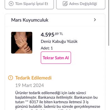 Pazarama Mars Kuyumculuk Ürün Tedarik Sorunu