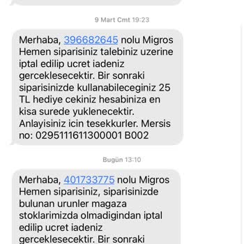 Migros'un Stokta Yok Deyip Ürün İptal Etmesi
