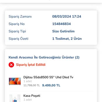 Carrefour Canceled Dijitsu 55 DS 8500 TV Order