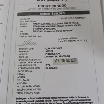 Arzum Blender Arızası İçin