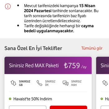 Vodafone Zorla Yüksek Fiyatlı Tarife