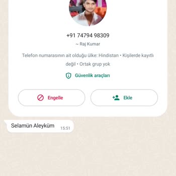 WhatsApp Tan Bilmediğim Numaradan Mesaj Aldım