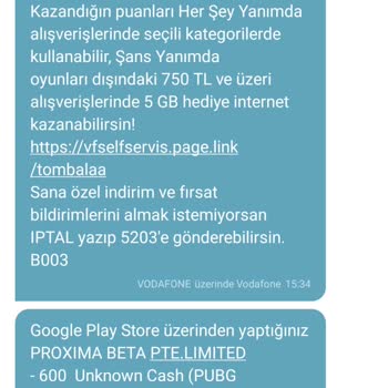 Vodafone Mobil Ödeme İzin Dışı İşlem