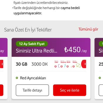Vodafone Fahiş Tarife Fiyatları