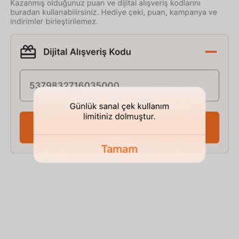 Migros Sanal Çek Limitiniz Dolmuştur