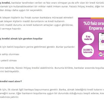 Enpara Faizsiz Kredi Sorunu