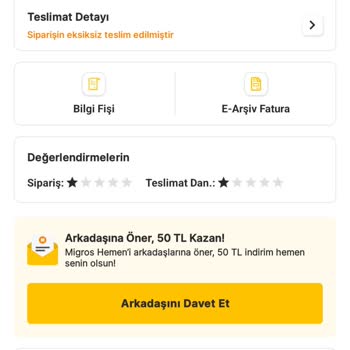 Migros Siparişin Teslim Edilmemesi