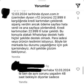 Dyson Sipariş Verdim Paramı Aldılar Ürün Hakkında Bilgi Vermiyorlar