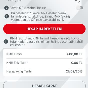 Ziraat Bankası Ek Hesabı Kapatmıyor