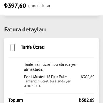 Vodafone Tarife İle Faturalandırma İlişkisizliği